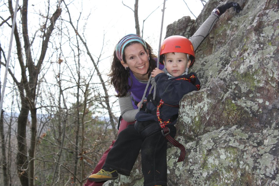 And C and Mommy enjoying a day on real rock together at Hidden Wall