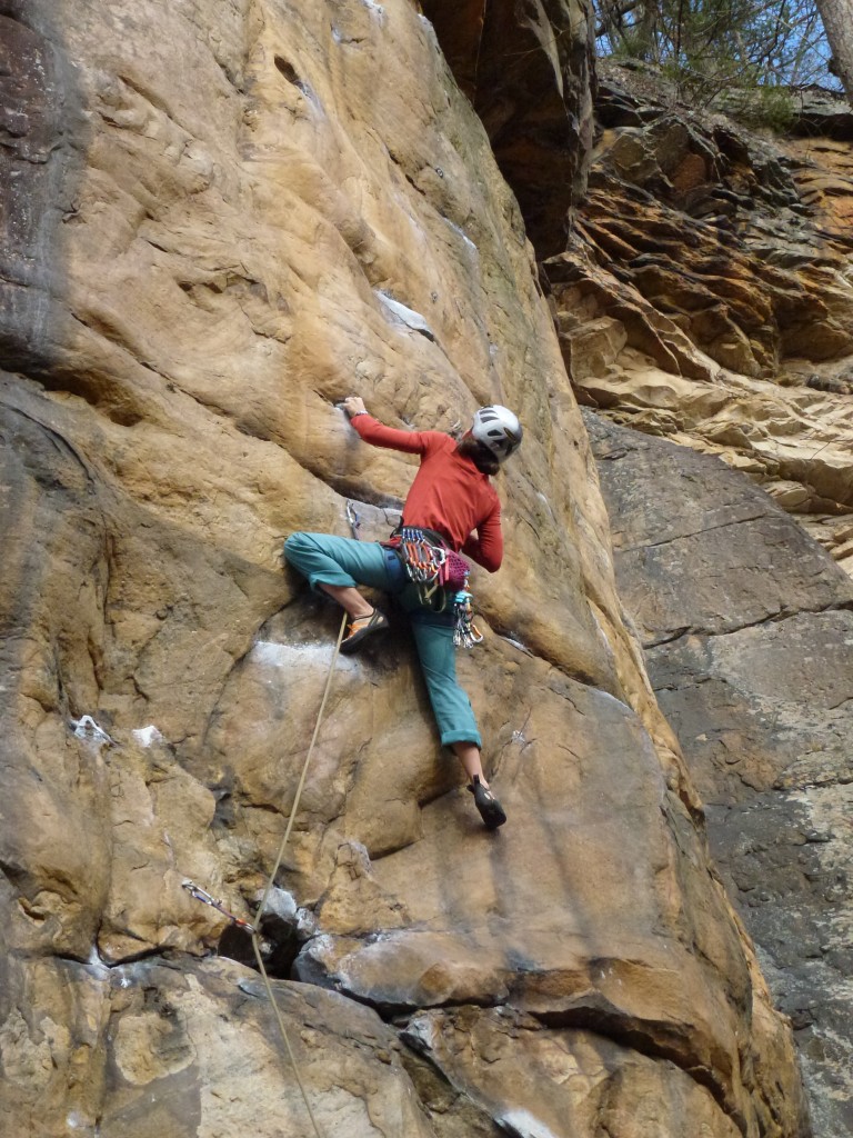 Prepping for the crux on Aesthetica (5.11c)