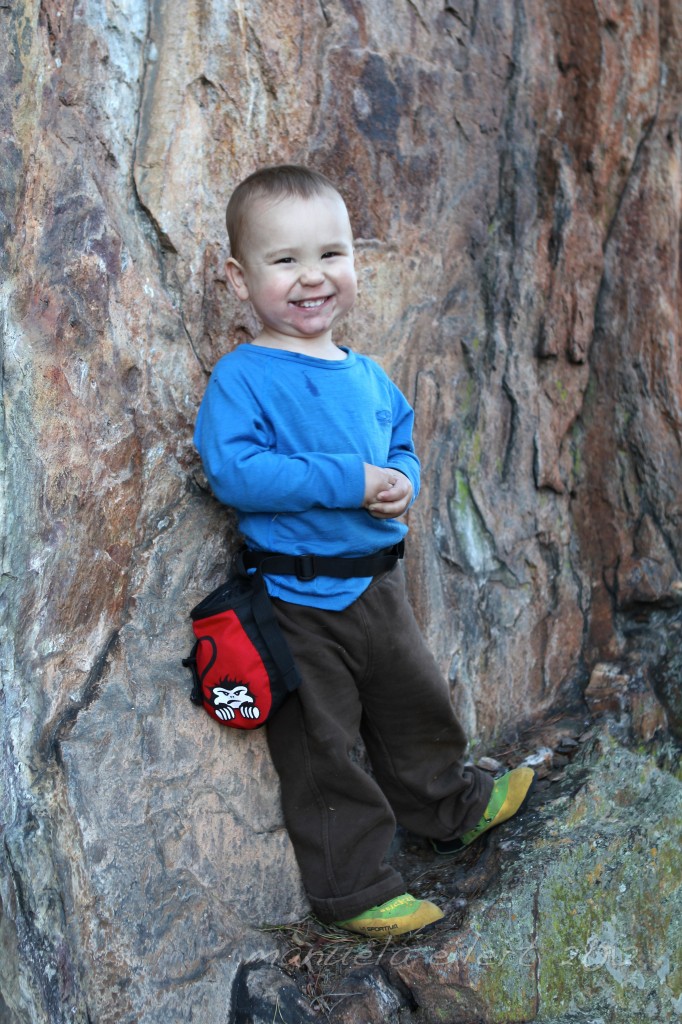 Showing off his new gear at Crowders Mountain in January of 2012