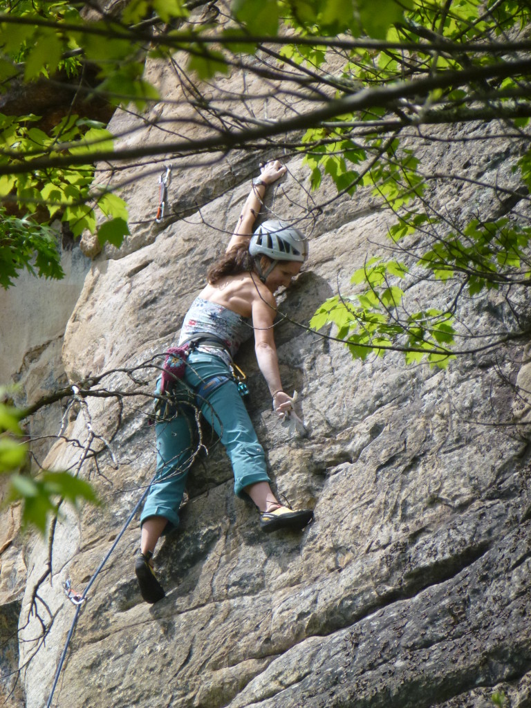 Tipped out, stretched out, and holding my breath at the final crux...