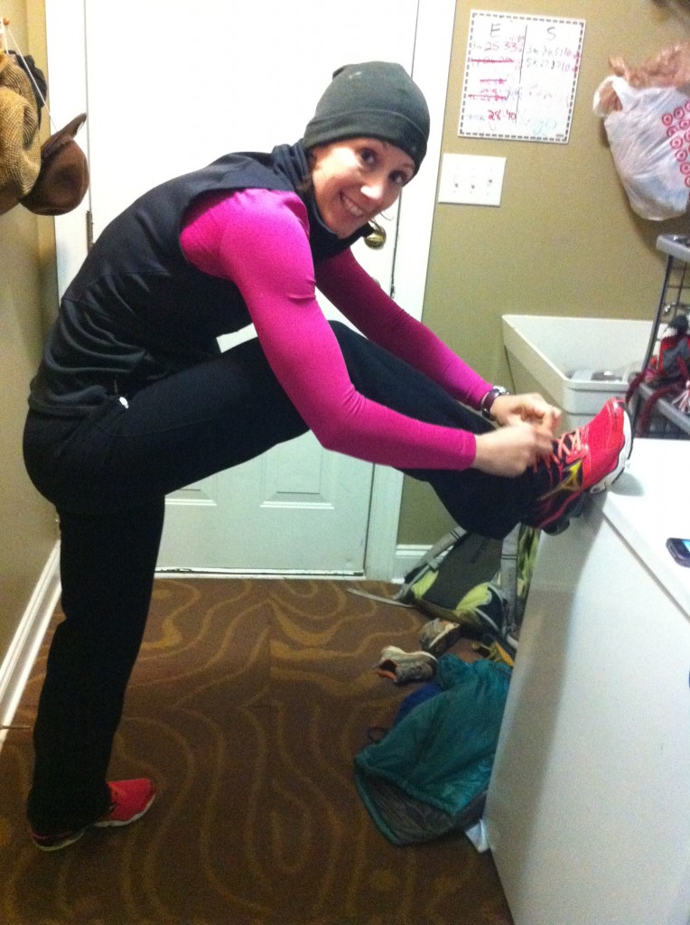 Lacing up new kicks before glancing at the Record Boards on my way out the door...