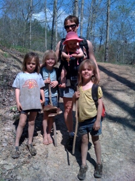 Charmagne's crazy crew hiking out after a fun but dirty day at the Red River Gorge!