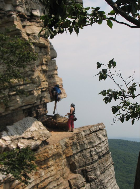 Tom and Anne climbing together out at the Gunks