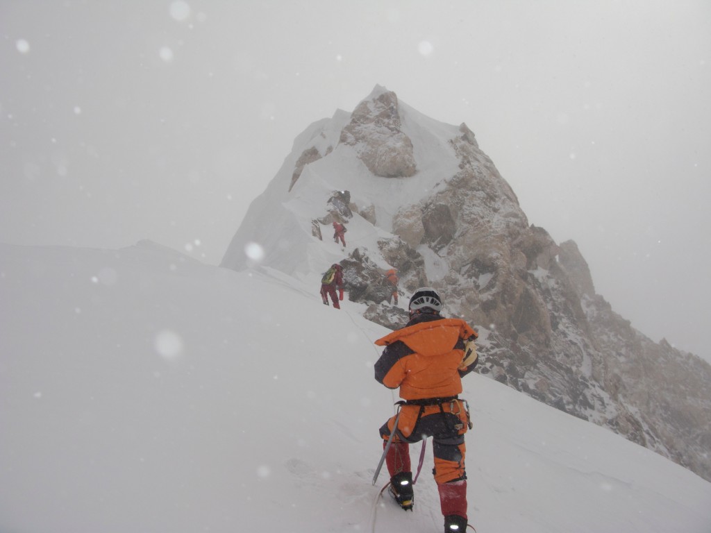 Chris Klinke from Trango on the summit ridge of Makalu