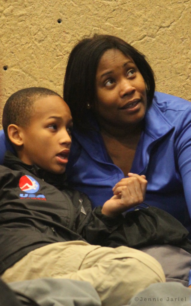 Connie and Kai watching other climbers competing at the recent Ring of Fire competition