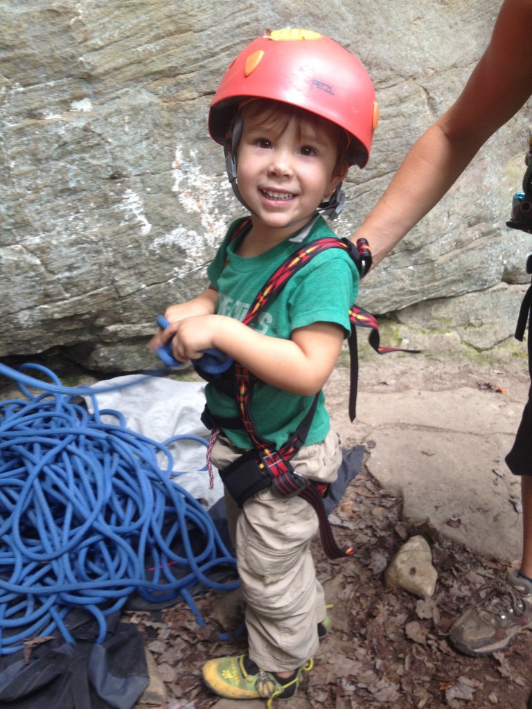 All tied in and ready to go!  (WITH helmet this time!)