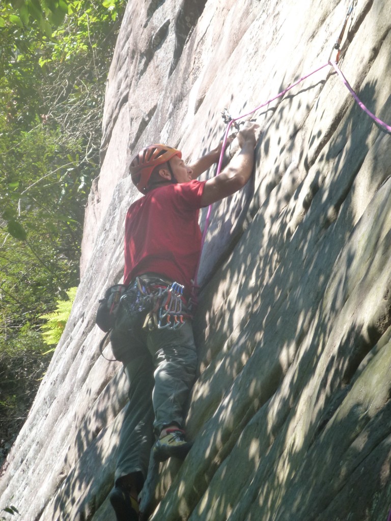 Steve working out the moves on Low Brow (5.12a)