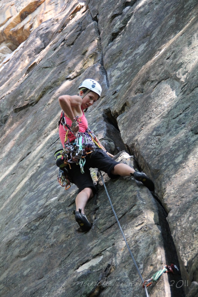 Onsighting always requires a lot more gear...you never know what you'll encounter up there!