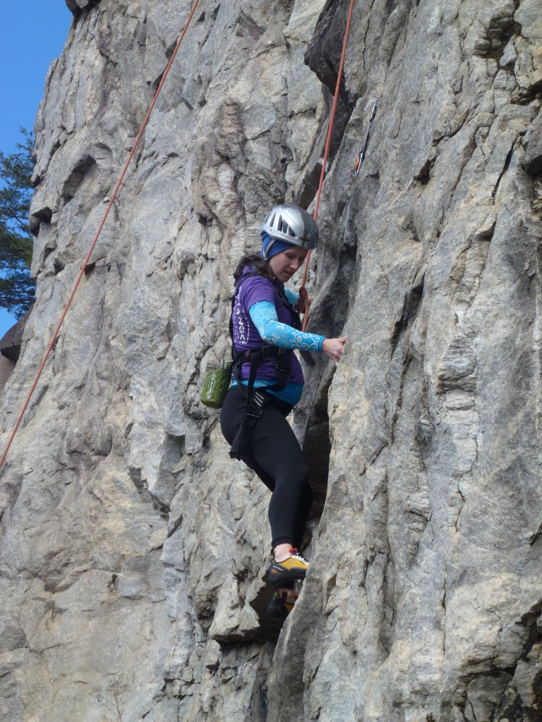 Climbing Hardman (5.11b) at Rocky Face Park at 31 weeks