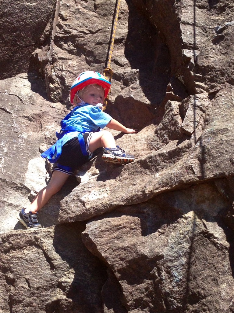 Tyler from Raleigh, NC rockin' it on toprope at Rocky Face State Park!