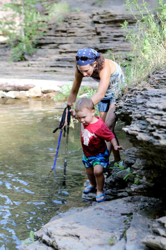 About to enjoy the fruits of our labor - a swimming hole at the end of a hike in Spearfish Canyon!