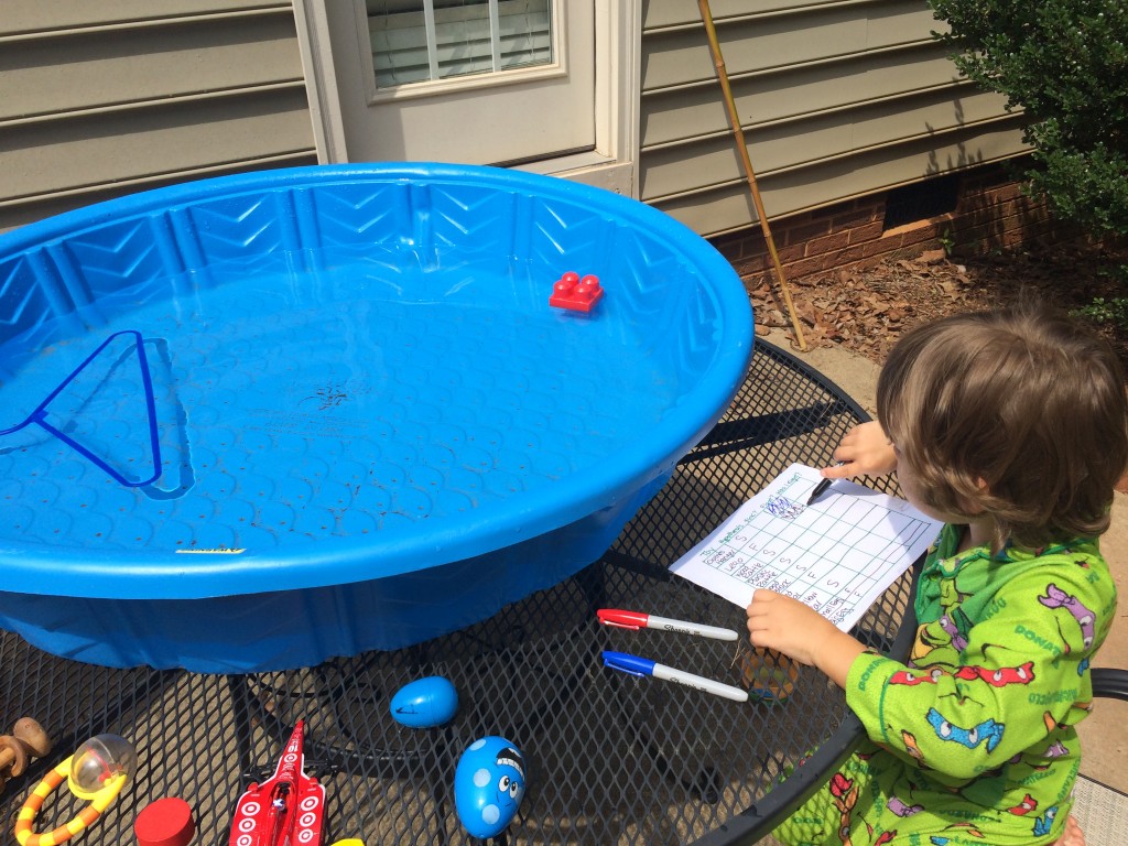 The budding scientist in our "Sink or Float" experiment.