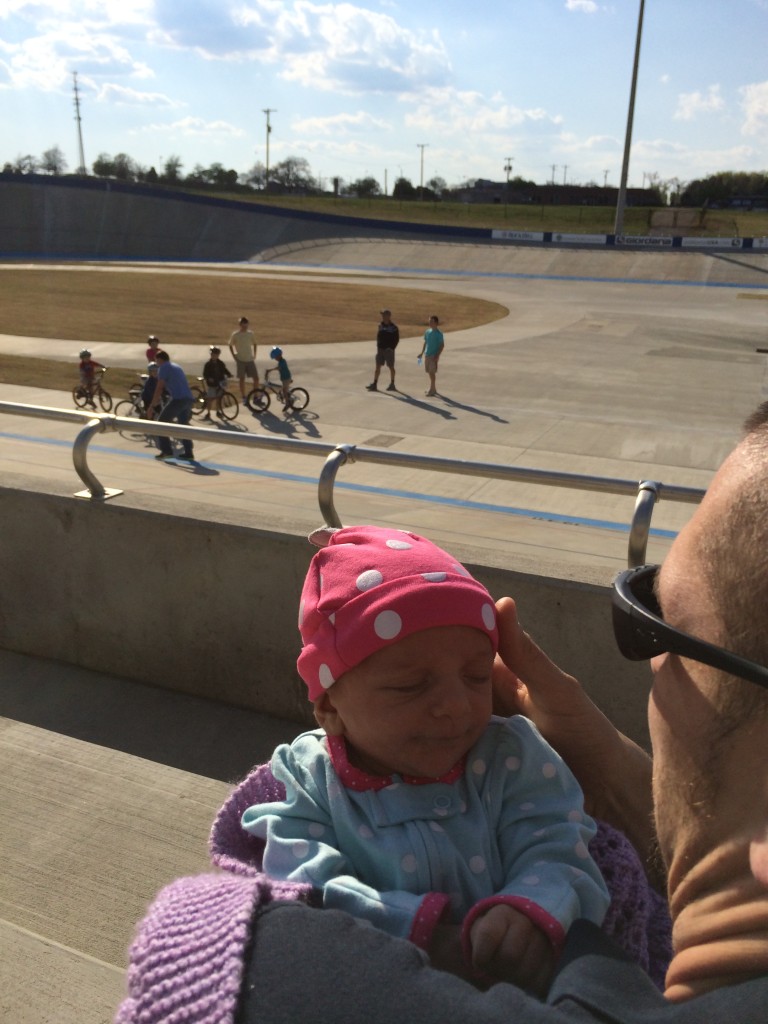 Baby Z and Daddy in the stands