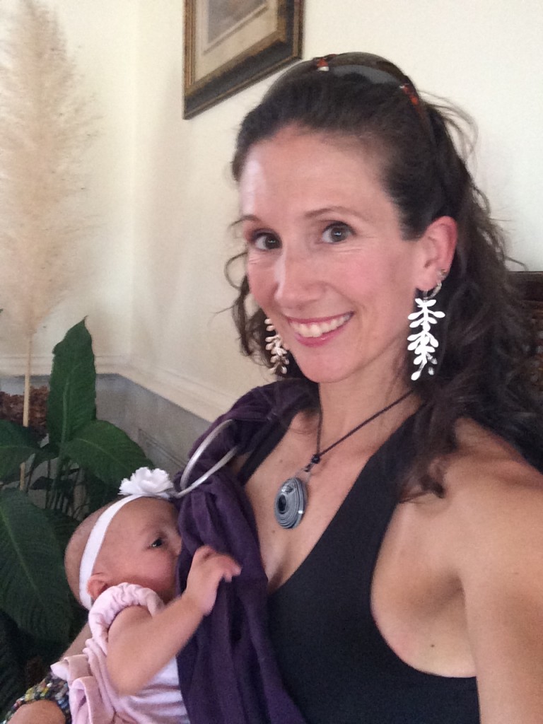 Stonewear Lyra Dress + Ring Sling = perfect nursing combination!