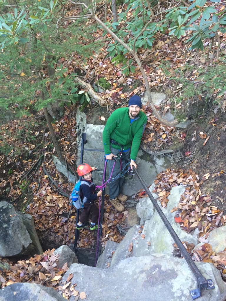 Heading down the Fern Point ladders Saturday morning.