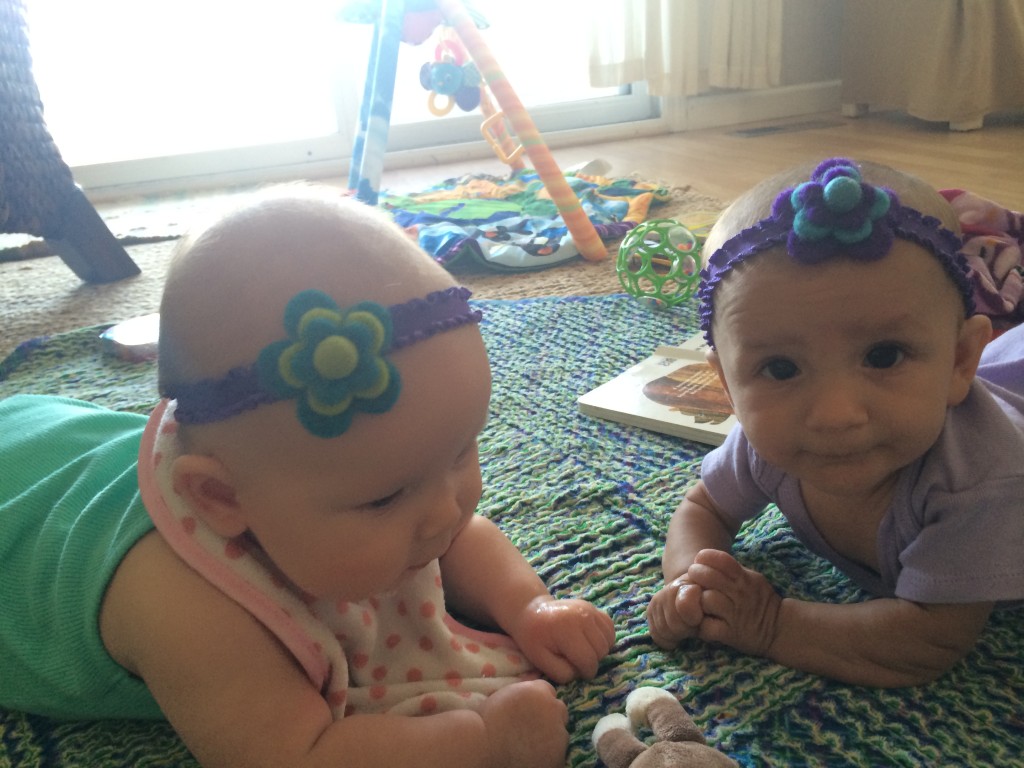 Baby Z chillin' with Cousin R earlier this summer.