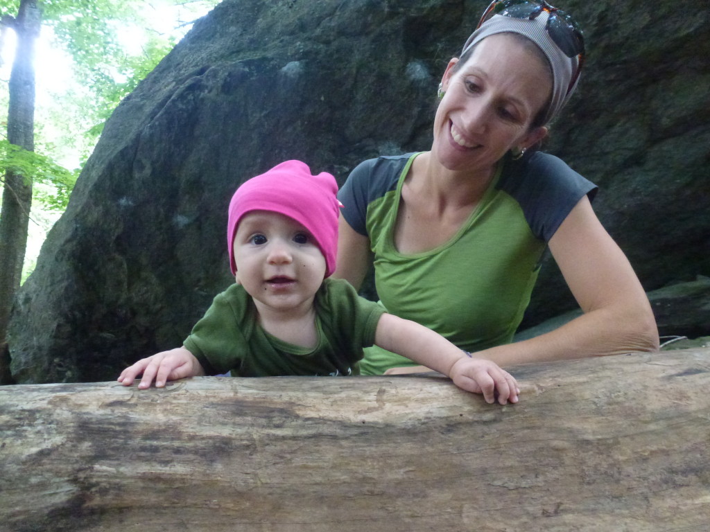 Already bouldering...and looking the part with her beanie!