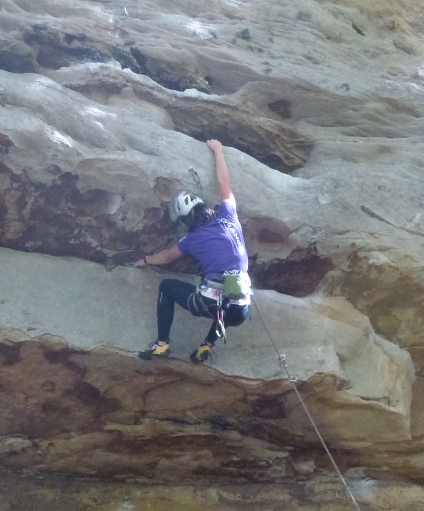 Tackling the overhangs of Psychowrangler 5.12a