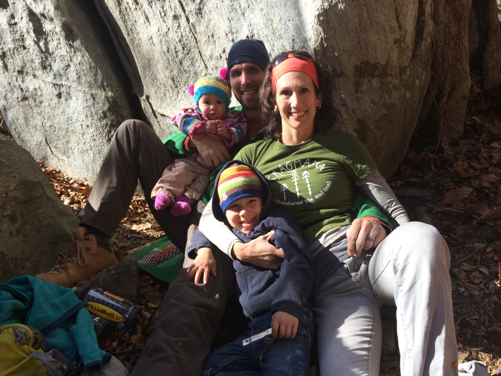 A recent family photo opp at the Rumbling Bald boulderfield