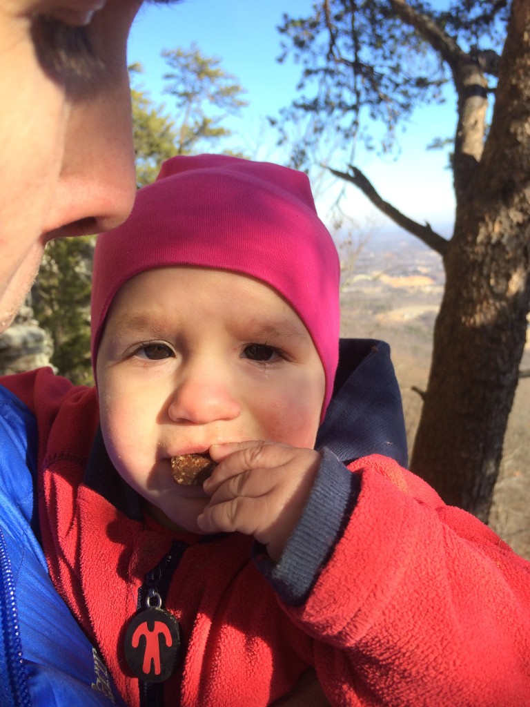 Baby Zu enjoying a Cashew Cookie bar