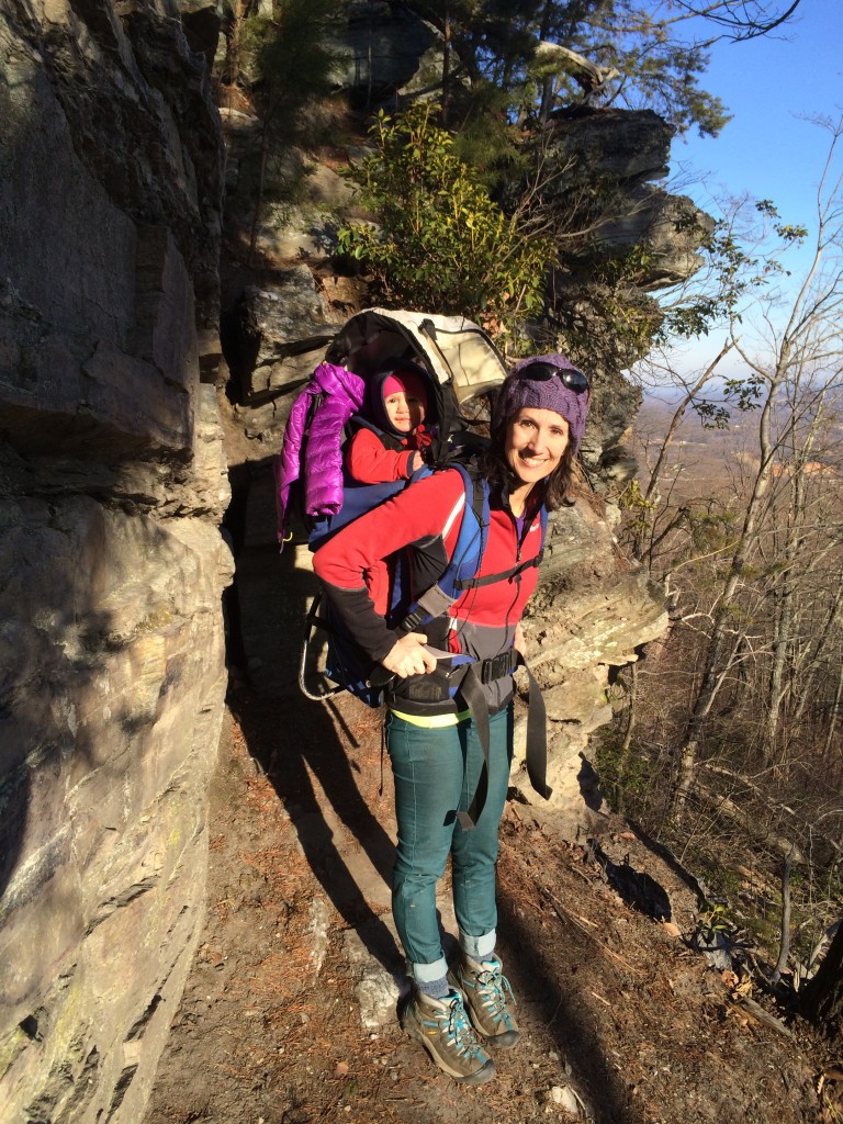 Me, Baby Zu and the St, Line Jacket hiking out of the  crag at the end of the day.