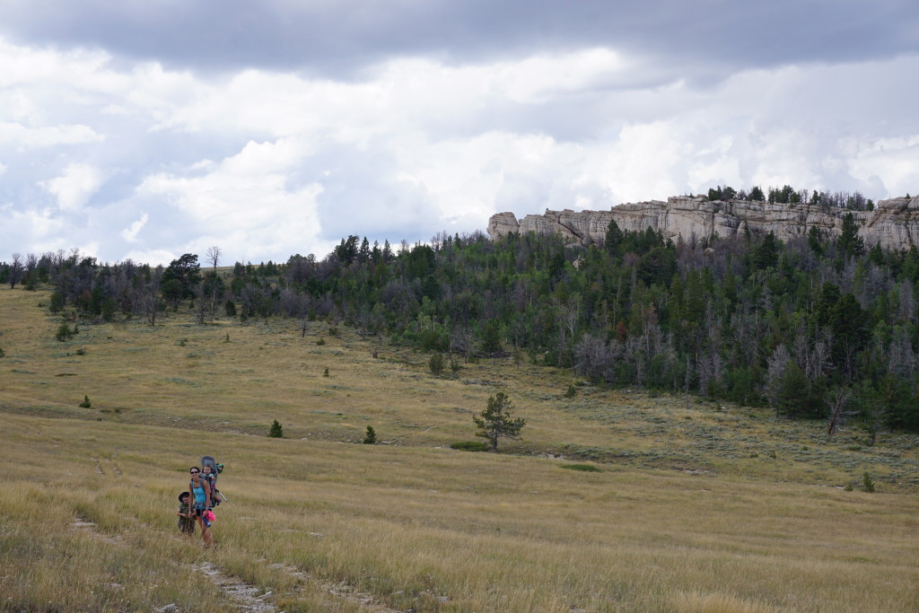 On the hike out, with Main Wall in the background.