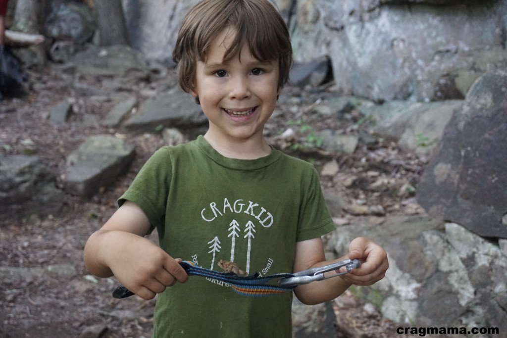 Catching toads...with quickdraws (he didn't want it to pee on him!)