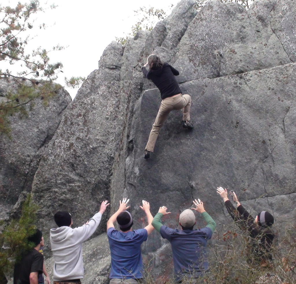Girl power on Classic Arete at Dixon Boulders