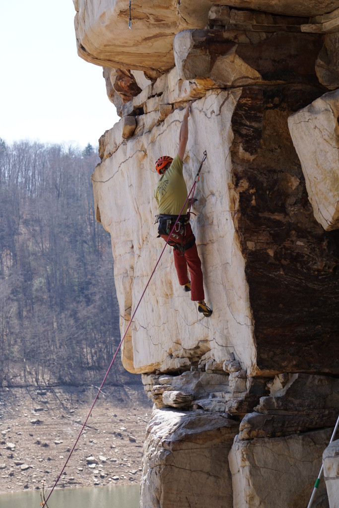 The CragDaddy reaching tall on the Reckless Abandon move that shut me down.