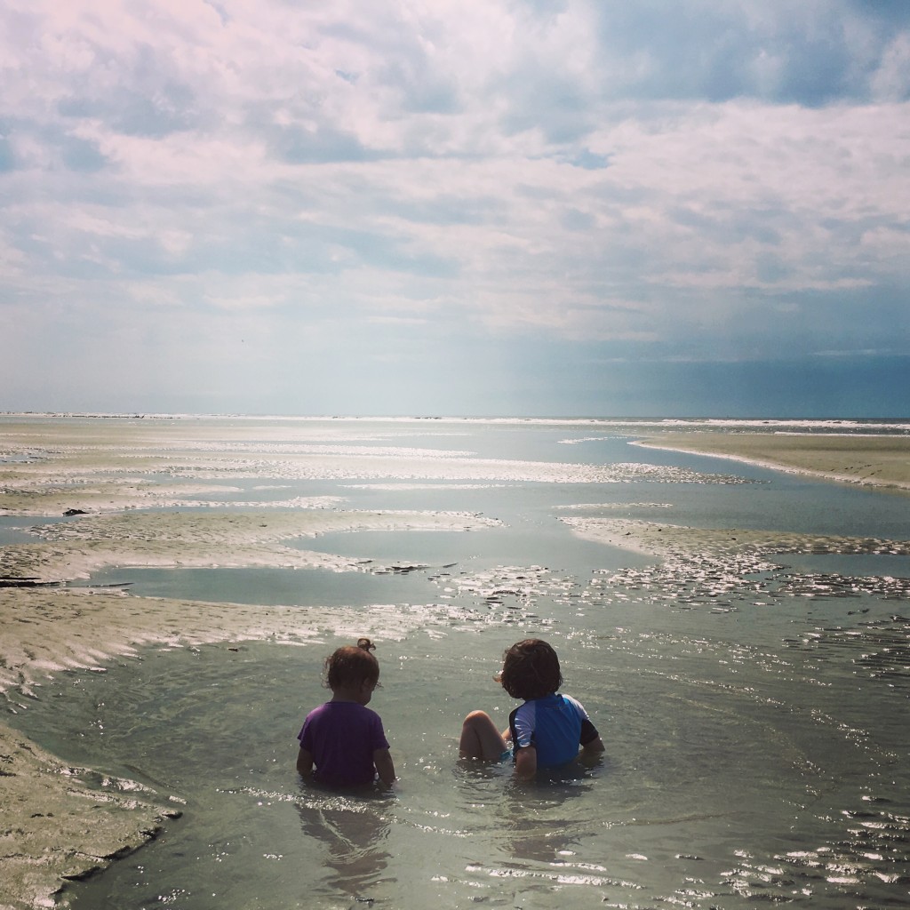 Exploring tide pools at "Bebe's Beach House" 