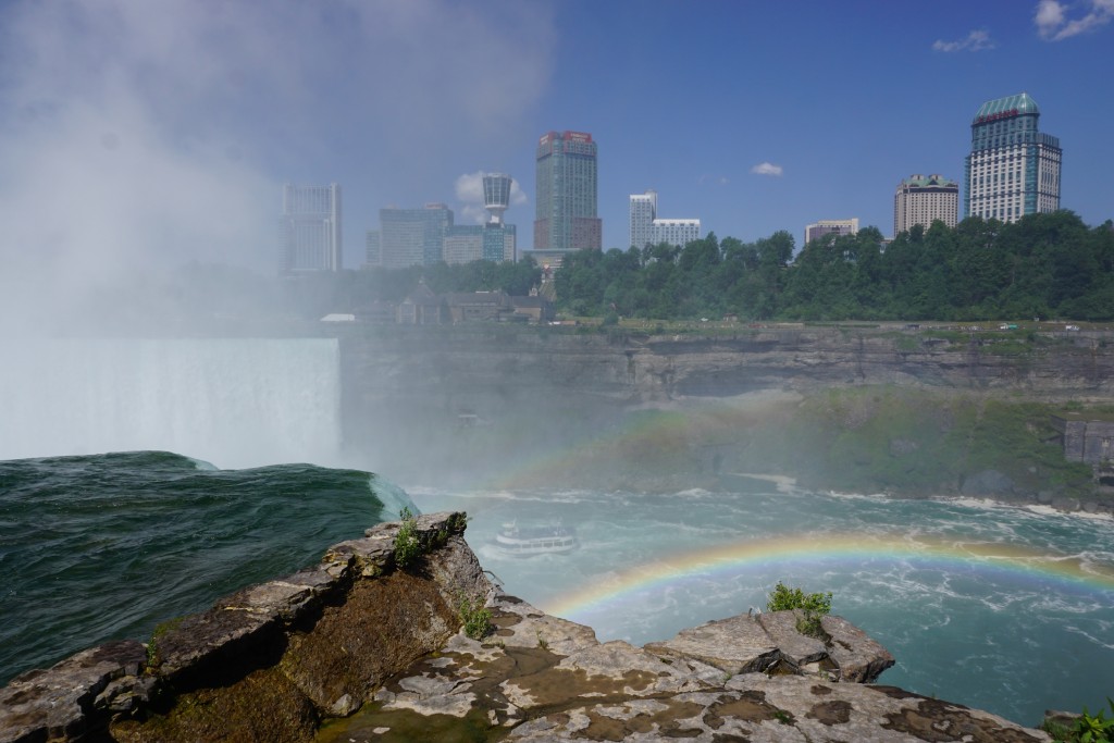 Double rainbows just over the brink of Horseshoe Falls