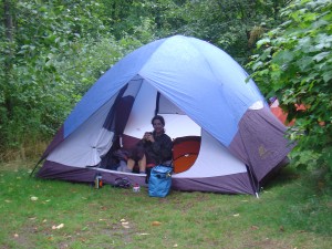 Enjoying some hot tea on a rainy morning in Squamish, British Columbia.