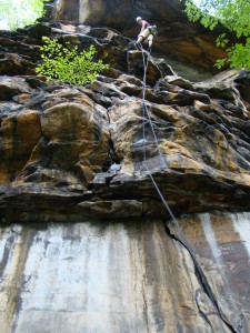 Setting up the rappel on Pancakes