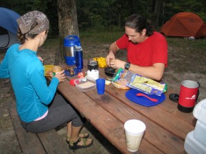 Fixing breakfast and packing lunch for the day