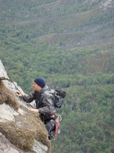 Huck topping out with a surreal view!
