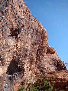 Shaking out trying to get rid of the pump on Unknown (5.11a)