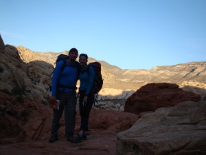 Hiking in to the Mass Production Wall just after sunrise on Day 3