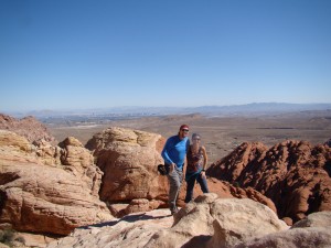 Viewpoint of Red Rock Canyon as well as Downtown Vegas from the Calico Tank Trail