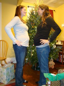 Megan and I comparing bellies!