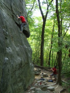 Steve warming up on "New River Gunks", 5.7